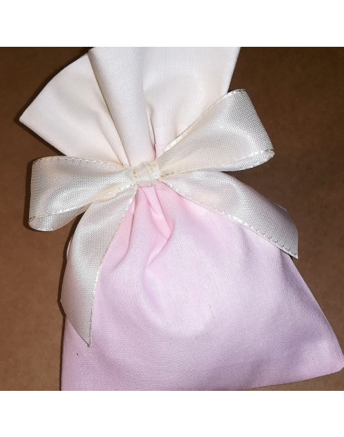Sacchetto cotone bicolore rosa/panna