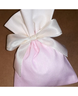 Sacchetto cotone bicolore rosa/panna